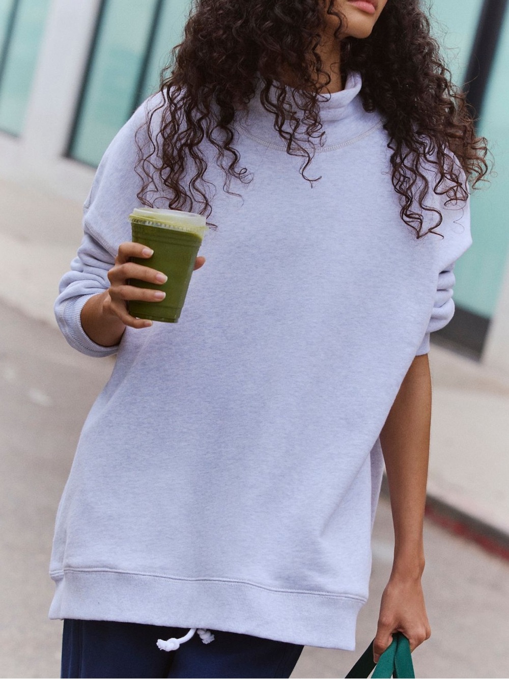 A Cut Above Mock Neck Pullover Sweatshirt (White Heather Grey, SMALL)
